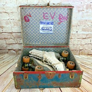 Vintage Chicago Roller Skates " Betty Lytle  Hyde " Size 7 Womens White Case