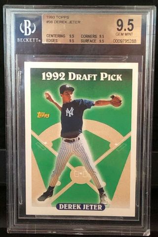 Derek Jeter Bgs 9.  5 1993 Topps 98 Rc Rookie Card Gem Quad 9.  5s Psa Yankees