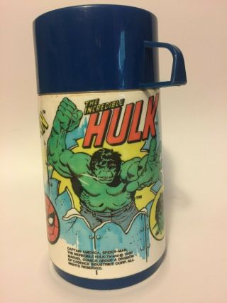 Vintage 1980 Marvel Spiderman/incredible Hulk/captain America Aladdin Thermos