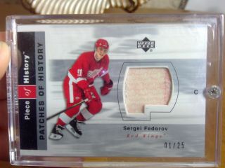 2002 - 03 Ud Piece Of History Patches Ph - Sf Sergei Fedorov 2 Color Patch 01/25