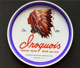 Vintage Iroquois Beer Tray Buffalo Ny Full Color Indian Illus