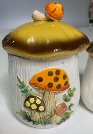 Vintage 1978 Sears Roebuck Merry Mushroom Canister Set Jars Lids retro japan 2