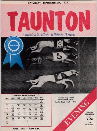 1979 Taunton Greyhound Programs September 29th Doubleheader 2