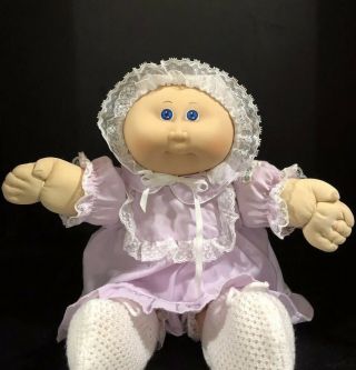 Vintage Cabbage Patch Kids Preemie Doll Cpk Dress & Bonnet