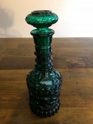 Vintage Green Jim Beam Decanter Liquor Bottle W/stopper