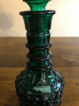 Vintage Green Jim Beam Decanter Liquor Bottle w/Stopper 2