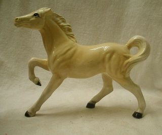 Vintage Prancing Palomino Horse Figurine Porcelain 1970s Japan Made Farm Animal