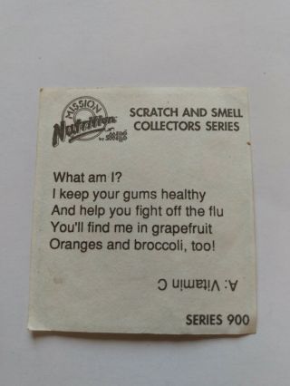 Vintage 1980 ' s Scratch & Sniff Mello Smello Sticker School Lunch Back 2