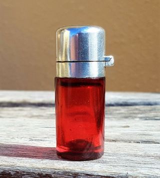 Rare Victorian Sampson Mordan Solid Silver Ruby Glass Scent Bottle