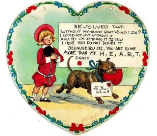 Vintage Valentine Heart Greeting Raphael Tuck Buster Brown And Tige Rf Outcault