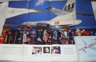 1960 ' s Foldout Poster DC - 7C SAS Global Express Jet Airplane Royal Viking 3