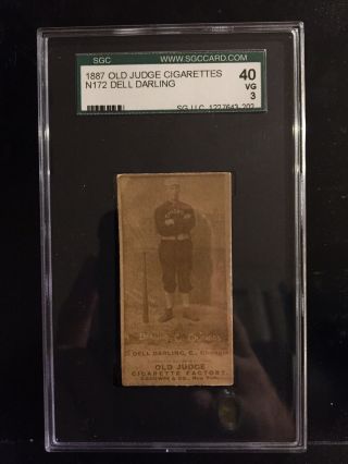 1887 Old Judge N172 Dell Darling Baseball Card Sgc 40 Vg 3