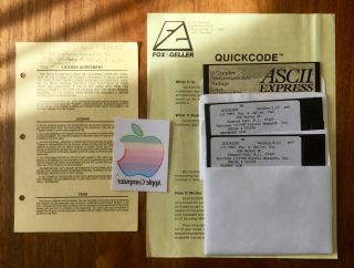 Vintage Apple Ii Software And Sticker (quickcode And Ascii Express)