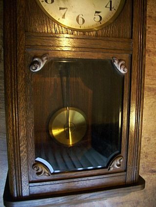 Antique Early 20th Century German Gustav Becker Oak Cased Wall Clock Chime & Key 2