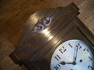 Antique Early 20th Century German Gustav Becker Oak Cased Wall Clock Chime & Key 3
