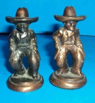 2 2 " Small Vintage Western Cowboy Metal Copper Finish Figures