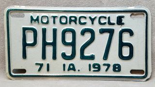 1971 Iowa Motorcycle License Plate.