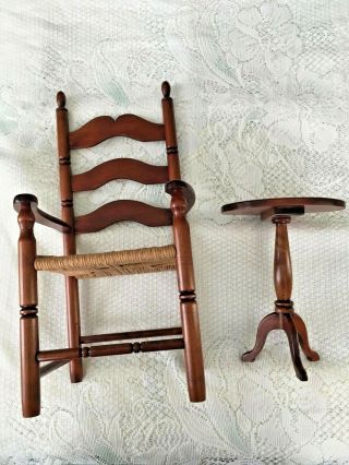 Handcrafted American Charles Muller Quality Wood Dolls Chair & Table 15 " High