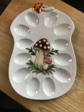 Sears 1977 Japan Vintage Merry Mushroom Deviled Egg Plate