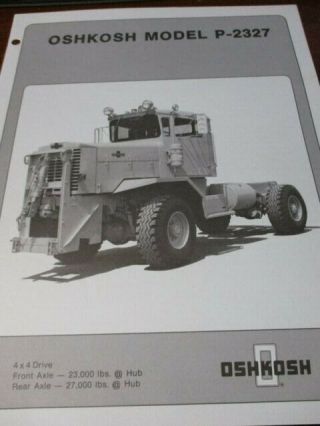 Oshkosh Model P - 2327 Trucks Sales/specifications Brochure 1983