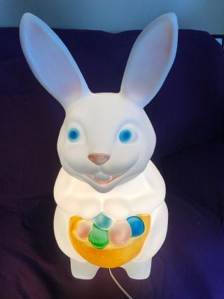 Vintage 22 " Empire Easter Bunny Blowmold With Basket Blow Mold Easter Eggs
