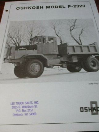 Oshkosh Model P - 2323 Trucks Sales/specifications Brochure 1978