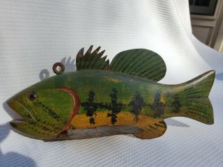 Vintage Wooden Bass Ice Fishing/spearing Decoy