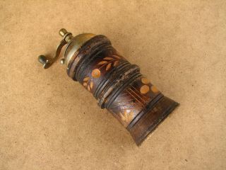 Old Antique Vintage Wood And Metal Pepper Mill Grinder Europe Rustic Farmhouse.