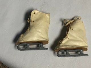 Vintage 2 ¾” Long Oil Cloth Ice Skates Doll Shoes