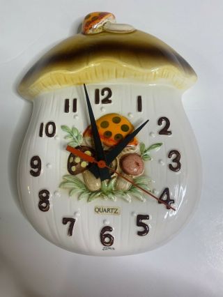 Vintage Sears Roebuck 1978 Merry Mushroom Japan Wall Clock Ceramic Quartz