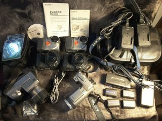 Sony Vintage Digital Cameras,  Mavica,  Cyber - Shot,  Floppy Disc,  Memory Stick,  Cd