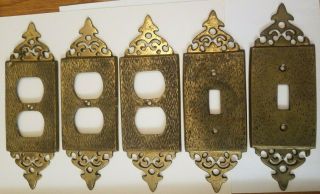 5 Vintage Glo - Mar Art Brass Electrical Outlet Switch Plate Covers Japan