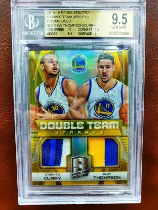 2014 Panini Spectra Prizm Gold Stephen Curry Klay Thompson Double Team Jerseys