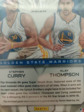 2014 Panini Spectra Prizm Gold Stephen Curry Klay Thompson Double Team Jerseys 2