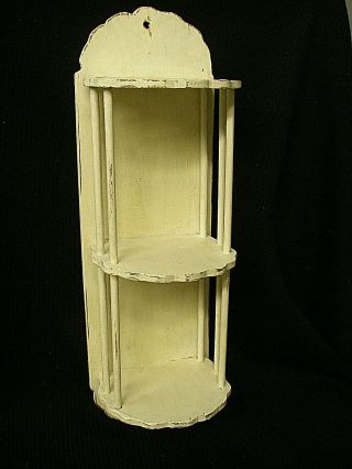 Vintage Art Deco 3 Tier Wooden Wall Shelf Case Shabby Chic White 17 " Wood