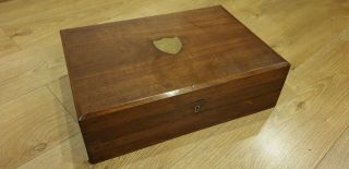 Antique Wooden Box With Tray And Lock 1911