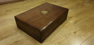 Antique Wooden Box With Tray And Lock 1911 2