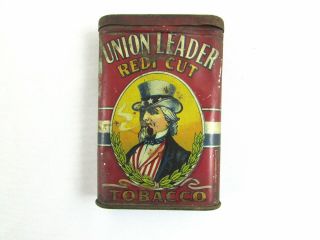 Union Leader Vertical Pocket Tobacco Tin Uncle Sam C1910 
