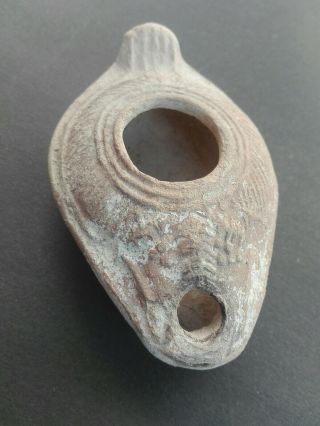 Ancient Roman Oil Lamp Pottery Century Antique Circa Unique Decorated
