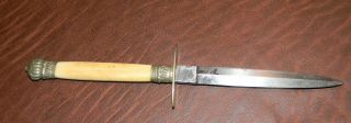 Vtg Antique Joseph Elliot Sheffield Sterling & Bone Handle Fixed Blade Dagger