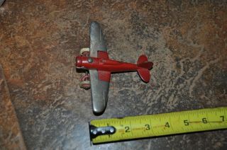 Vintage Hubley 2197 Cast Iron Airplane Red & Silver Made In U.  S.  A.  1940s