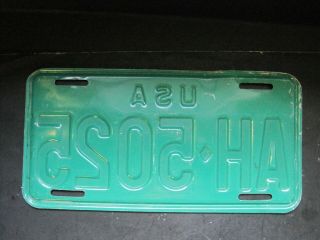 Vintage U.  S.  A USA Government License Plate AH 5025 Green Plate 2