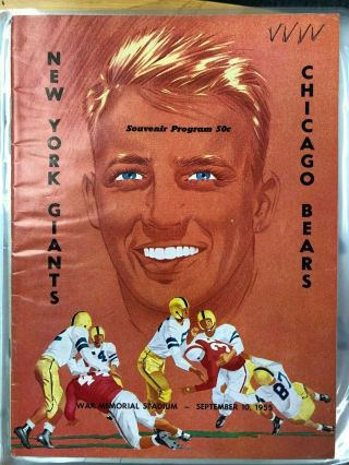 September 10,  1955 Chicago Bears Vs.  York Giants Program Scorecard