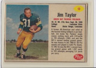 1962 Post Cereal 13 Jim Taylor Packers Vintage Football Card