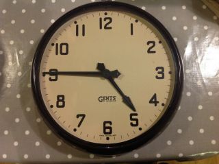Vintage Black Bakelite Gent Of Leicester Wall Clock,  Very 14 " Dia