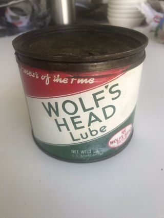 Vintage Wolf’s Head Lube Oil Can 1 Lb.  Can