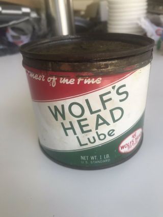 Vintage Wolf’s Head Lube Oil Can 1 Lb.  Can 3
