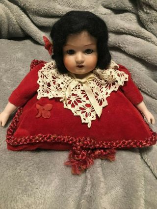 German Wagner & Zetzsche Antique Bisque Doll Head Restored On Pillow Body
