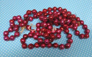 Vintage Hot Pink Mercury Glass Big Bead Christmas Garland 4 Ft,  1/2 Inch Beads