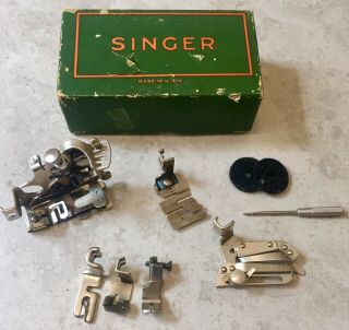 Vintage 1947 Singer Featherweight 221 Sewing Machine Attachments 121897